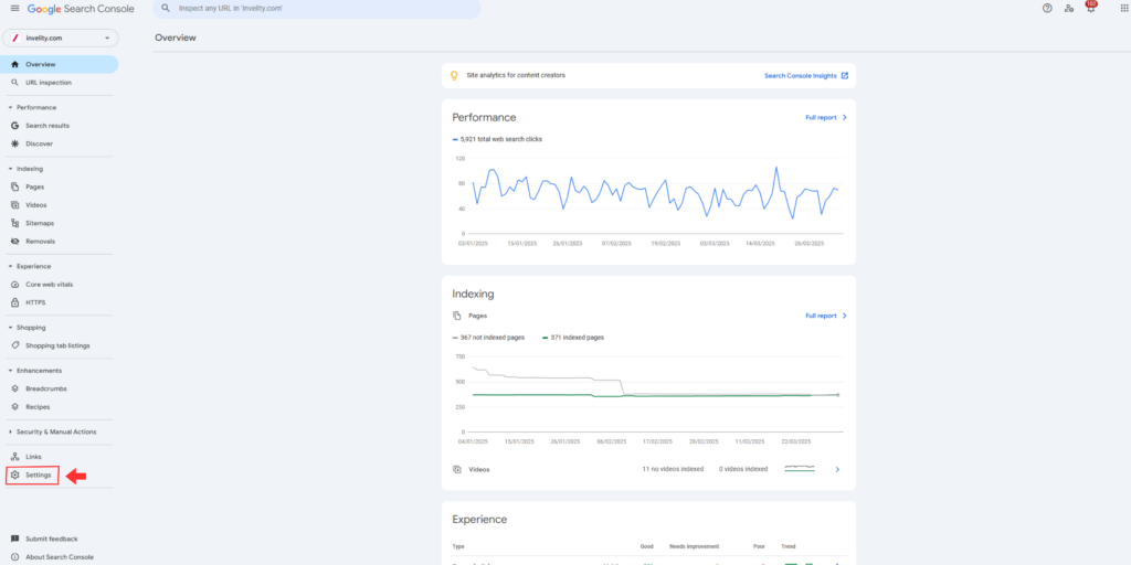Postup search console 1.krok
