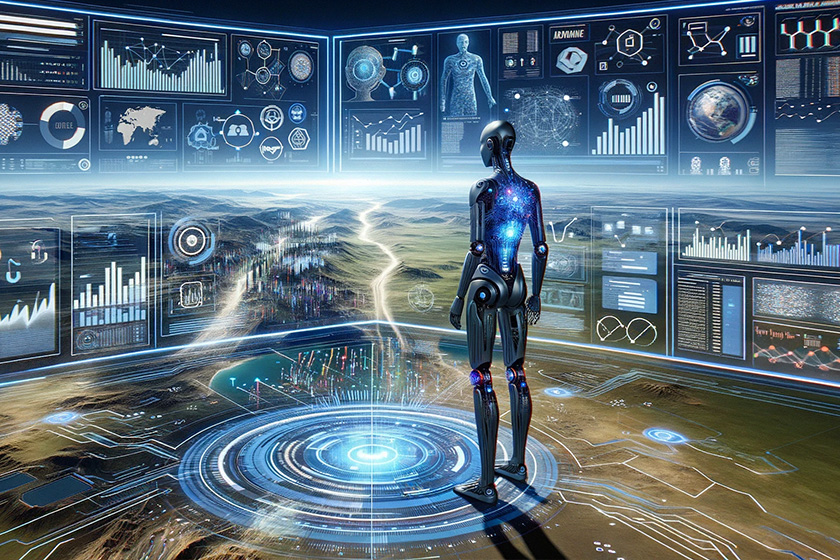 Vygenerovaný obrázok ChatGPT4 DALL-E promt: obrázok AI postava analyzujúca prostredie digitálneho marketingu