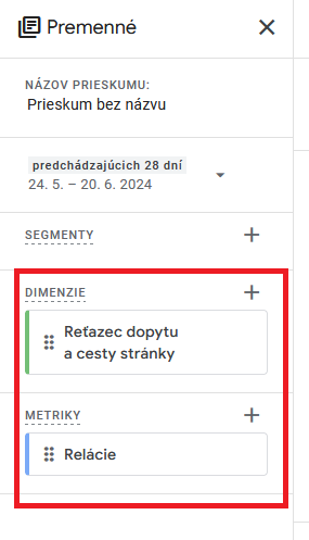 pridávanie dimenzií a metrík pri identifikácii query parametrov