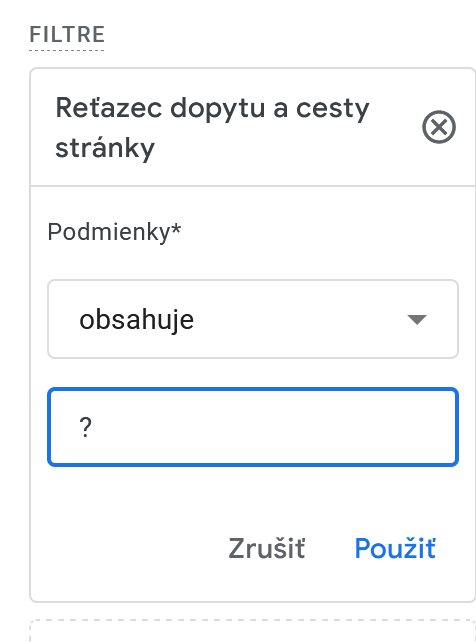 použitie filtru pre identifikáciu query parametrov