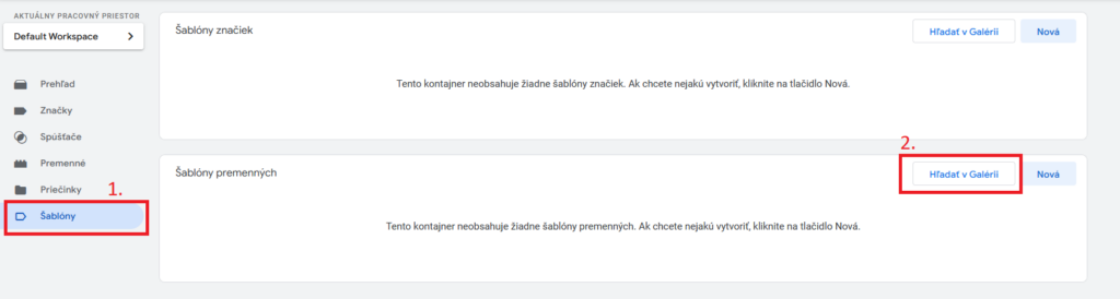 prihlásenie a výber šablóny na odstránenie query parametrov
