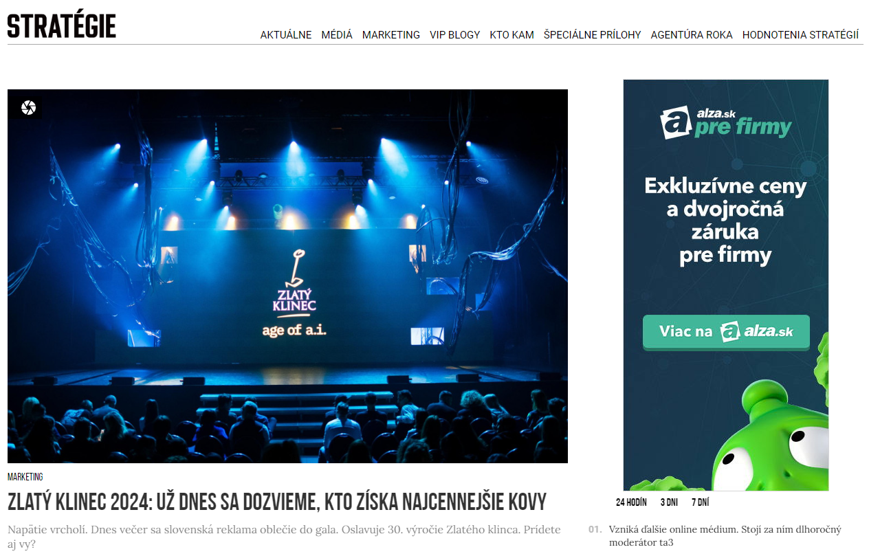 ukážka reklamného bannera alzy na stránke stratégie