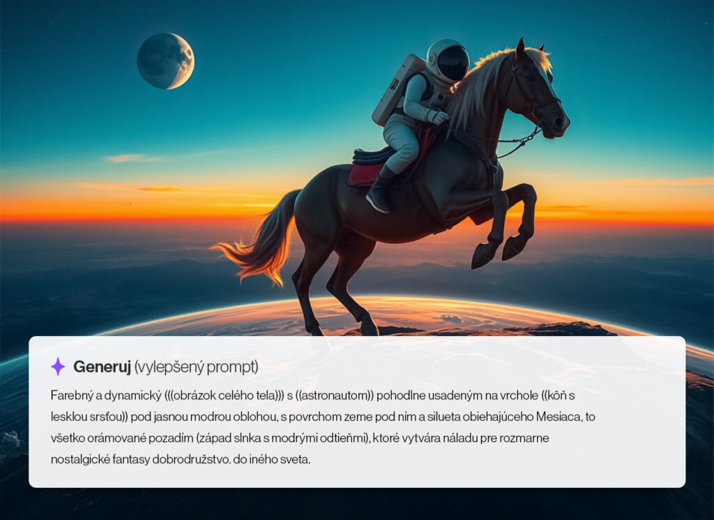 astronaut na koni - ukážka vygenerovaného obrázku cez AI nástroj Gencraft