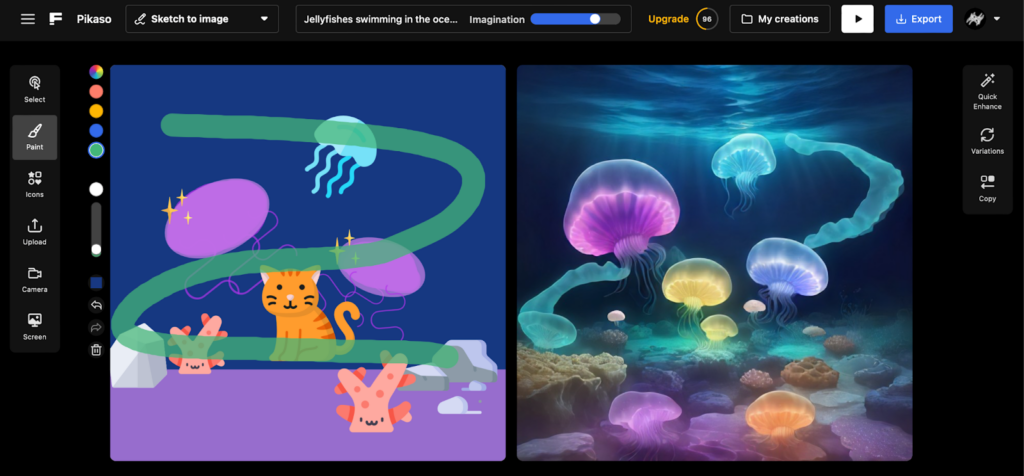 ukážka nástroja Freepik Pikaso