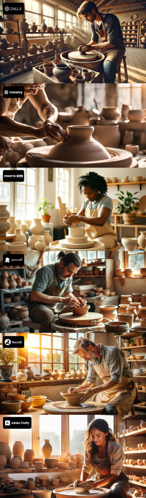 ukážka vygenerovaných obrázkov cez rôzne AI nástroje na základe 1 promptu