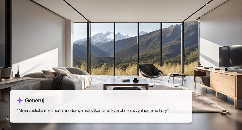 minimalistická miestnosť - ukážka vygenerovaného obrázku cez AI nástroj Runway