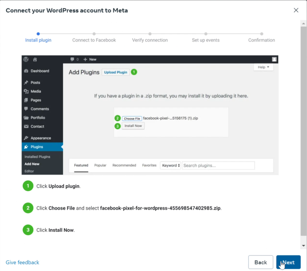pripojenie wordpress k meta