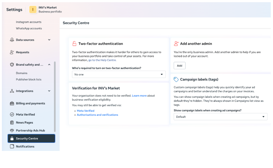 Meta Business Portfolio